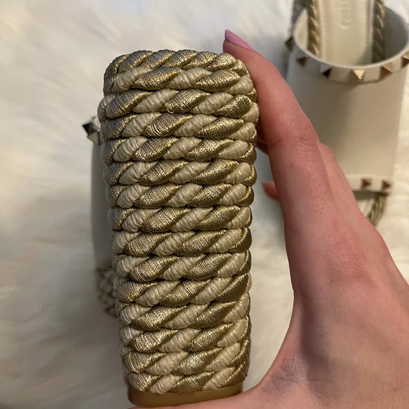 Valentino Rockstud Torchon Leather Wedge Mules - Picture 6 of 8